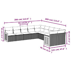 Acheter vidaXL Salon de jardin avec coussins 10 pcs gris résine tressée