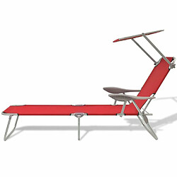 Maison Chic Transat, Chaise longue avec auvent, Bain de soleil Acier Rouge