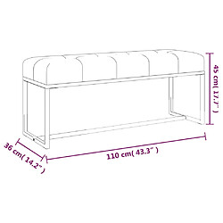 vidaXL Banc Gris 110x36x45 cm Velours pas cher