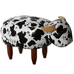 Pouf Alexandra House Living Blanc Noir Bois Vache 50 x 32 x 32 cm