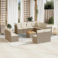 Maison Chic Salon de jardin avec coussins 12 pcs, Ensemble Tables et chaises de jardin, beige résine tressée -GKD534301