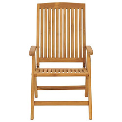 Maison Chic Lot de 4 Chaises de jardin inclinables,Fauteuil d'extérieur bois massif teck -MN22652 pas cher