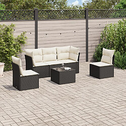 vidaXL Salon de jardin 6 pcs avec coussins noir résine tressée 