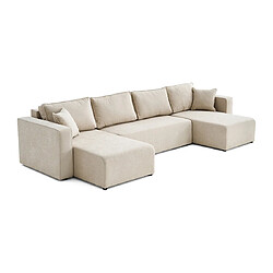 Bestmobilier Topaze - canapé panoramique - 7 places - convertible avec coffre - en tissu Topaze - canapé panoramique - 7 places - convertible avec coffre - en tissu - Beige