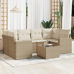 vidaXL Salon de jardin avec coussins 7 pcs beige résine tressée 