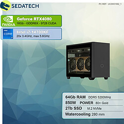 Sedatech Mini-PC Pro • Intel i7-14700KF • RTX4080 • 64Go DDR5 • 2To SSD M.2 • sans OS