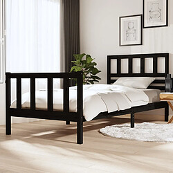 vidaXL Cadre de lit sans matelas noir bois massif 100x200 cm