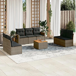 vidaXL Salon de jardin 8 pcs avec coussins gris résine tressée 