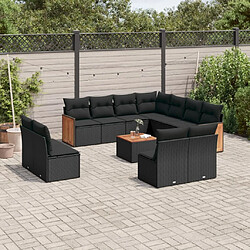 Maison Chic Salon de jardin 12 pcs avec coussins, Ensemble Tables et chaises d'extérieur noir résine tressée -GKD424139