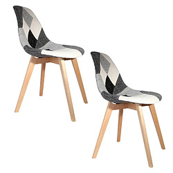 Toilinux 2 Chaises design scandinave Patchwork - Gris