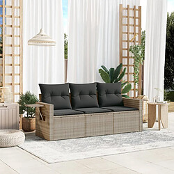 vidaXL Salon de jardin avec coussins 3 pcs gris clair résine tressée