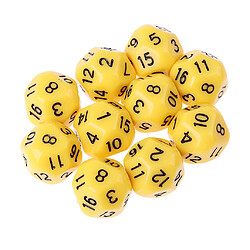 10pcs 16 faces d16 14mm acrylique opaque dés pour jeu de rôle rpg jaune