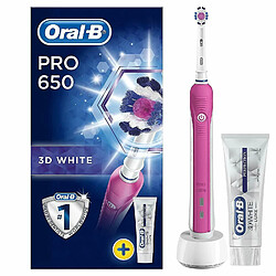 Universal Oral B Pro 650 3D Blanc Brosse à dents électrique rechargeable Dentifrice Rose.(Rose) 