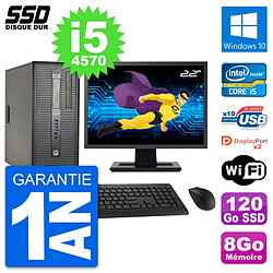 PC Tour HP ProDesk 600 G1 Ecran 22" i5-4570 RAM 8Go SSD 120Go Windows 10 Wifi - Occasion