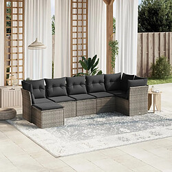 vidaXL Salon de jardin avec coussins 7 pcs gris clair résine tressée 