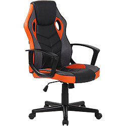 Decoshop26 Fauteuil de bureau gaming chaise gamer sur roulettes en synthétique et maille noir et orange BUR10619 