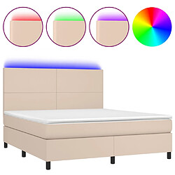 vidaXL Sommier à lattes de lit avec matelas LED Cappuccino 160x200 cm