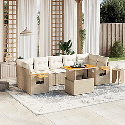 vidaXL Salon de jardin avec coussins 8 pcs beige résine tressée 