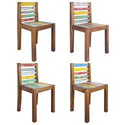 Decoshop26 Lot de 4 chaises de salle à manger cuisine bois de récupération solide design vintage CDS021332 