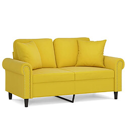 Maison Chic Canapé 2 places avec oreillers,Sofa de Salon,Canapé droit décoratifs jaune 120 cm velours -GKD399513