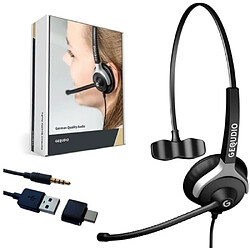 Gequdio WA9007 Micro Casque Filaire USB Supra-Auriculaire Fonction Anti Bruit Noir