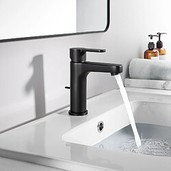 CECIPA MAX Robinet de Salle de Bain Noir Avec Vidange Automatique, Mitigeur de lavabo pour Salle de Bain, Hauteur du Bec 112 mm