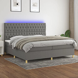 vidaXL Sommier à lattes de lit et matelas et LED Gris foncé 200x200 cm 