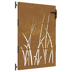 vidaXL Portail de jardin 85x125 cm acier corten conception d'herbe