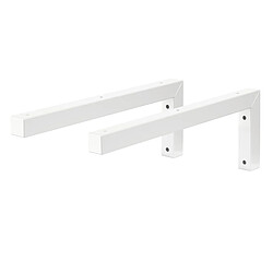 ML-Design Set 2x Consoles Murale en Forme de L, 400x150x30 mm, Blanc, Acier, Design Flottant Équerre, Supports d'Étagère en Angle pour Lavabo/Table pour Salle de Bain/Salon, Matériel de Montage Inclus