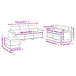 vidaXL Ensemble de canapés 3 pcs coussins gris clair tissu microfibre pas cher