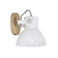 L'Héritier Du Temps Luminaire Tendance ELAY Applique ou Plafonnier industriel Rampe 1 Spot en Bois et Métal Patiné Blanc 18x19x20cm