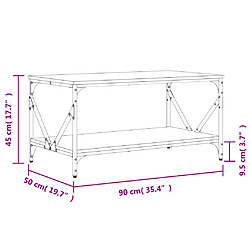 vidaXL Table basse sonoma gris 90x50x45 cm bois d'ingénierie pas cher