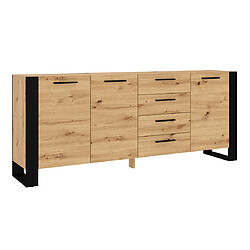 Bestmobilier Donnely - buffet bas - 4 tiroirs - bois et noir - 198 cm