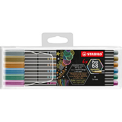 STABILO Feutre Pen 68 metallic, étui en plastique de 6 () 