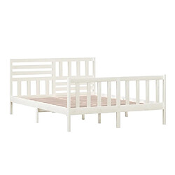 Acheter Maison Chic Lit adulte 150x200cm - Cadre de lit,Structure du lit Contemporain pour chambre Blanc Bois massif Très grand -MN78713