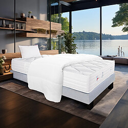 LUXURY LITERIE Ensemble matelas Patriote Mousse 90x190 cm + sommier gris ep20cm + oreiller + couette