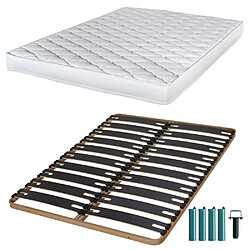 Ebac Matelas mousse + Sommier métal C310 140x190 Marly - Hauteur 15 cm - Soutien ferme 