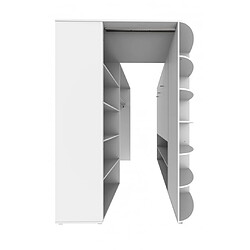 Avis Pegane Armoire dressing placard, meuble de rangement Blanc, rechampis imitation chêne Flagstaff - Longueur 124 x Hauteur 199 x Profondeur 148 cm