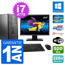 PC Tour HP 600 G1 Ecran 22" Intel i7-4770 RAM 32Go Disque 500Go Windows 10 Wifi · Occasion 