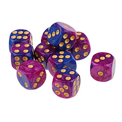 Avis 10x Dés à Six Faces D6 En Pointillé Pour Les Accessoires De Donjons Et Dragons Violet Bleu