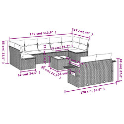 Avis vidaXL Salon de jardin avec coussins 10 pcs gris clair résine tressée