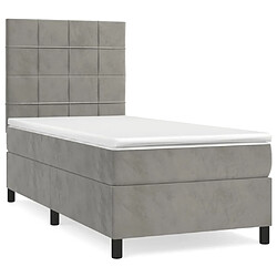 vidaXL Sommier à lattes de lit et matelas Gris clair 100x200cm Velours