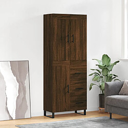 vidaXL Buffet haut Chêne marron 69,5x34x180 cm Bois d'ingénierie