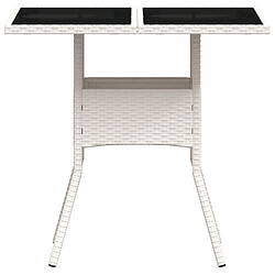 Acheter vidaXL Table de jardin dessus en verre blanc 80x80x75cm résine tressée