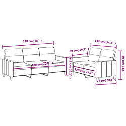 vidaXL Ensemble de canapés 2 pcs avec coussins Jaune clair Tissu pas cher