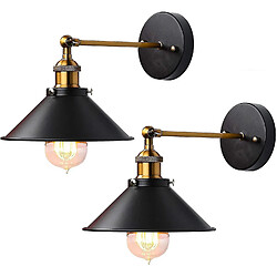 Universal Lampes Appliques industrielles Lampes 2 Packs Balançoire réglable Appliques à bras long Clips E27 Ampoules(Le noir)