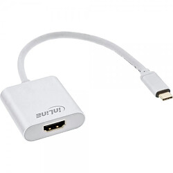 Alpexe Convertisseur d'affichage USB InLine®, USB Type-C mâle vers HDMI femelle (mode alternatif DP), 4K2K, argent, 0.2m