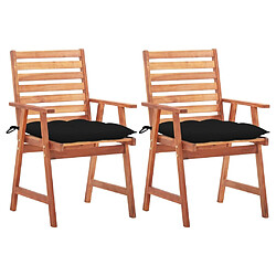 Maison Chic Lot de 2 Chaises à dîner d'extérieur avec coussins | Fauteuil chaises à manger d'extérieur Acacia massif -GKD73585