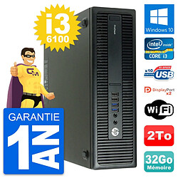 PC HP ProDesk 600 G2 SFF Intel i3-6100 RAM 32Go Disque Dur 2To Windows 10 Wifi - Occasion