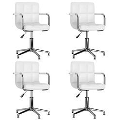 vidaXL Chaises pivotantes à manger lot de 4 blanc similicuir